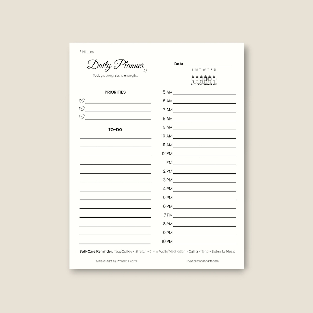 Simple Start Daily Planner Pad, 8.5x11" 1 Month
